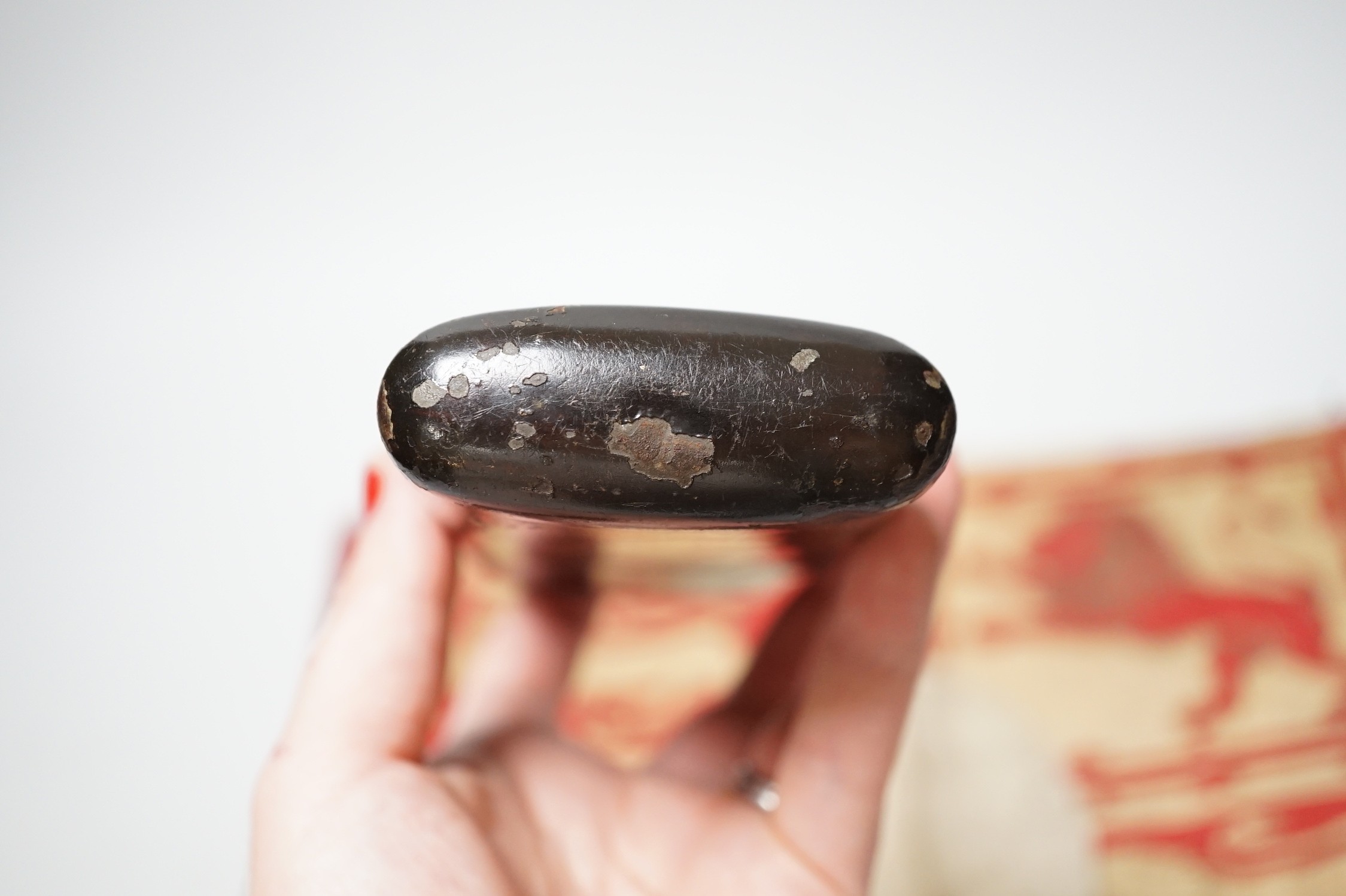 A 19th century Continental painted toleware cigar case and a Victoria Diamond Jubilee flag